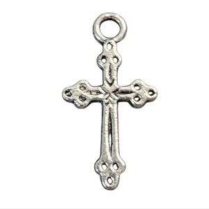 Tiny Silvertone Cross Pendant